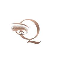 Luxury Beauty Eye Lashes Logo Letter Q vector