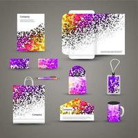 Corporate identity template with dotted background. Vector company dots style for brandbook and guideline, pen, cd disc, cup, letter, flag, business cards.