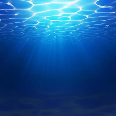 Abstract Underwater background illustration with water waves. Blue underworld realistic backdrop. Ocean or sea floor. Summer diving vector illustration