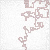 Abstract vector maze of high complexity with solution
