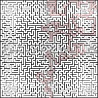 Abstract vector maze of high complexity with solution