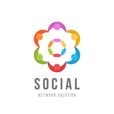 Social network concept Logo design vector template with abstract characters. People holding hands, Friendship, Partnership, Cooperation, Teamwork, Family logotype concept icon. Six point star.