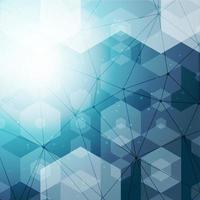 Abstract polygonal space blue hexagonal background with connecting dots and lines. Vector illustration