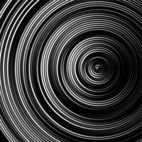 Spiral, concentric lines, circular, rotating background. Black and white radial rings on a black background. vector