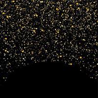 Golden glitter shine texture on a black background. Golden explosion of Confetti. Golden abstract particles on a dark background. Isolated Holiday Design elements. Vector illustration.