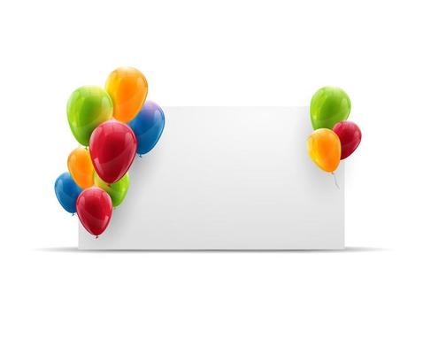 Birthday balloons banner or poster on isolated background with place for text