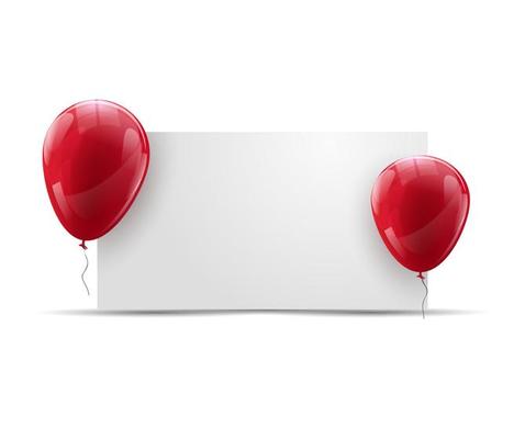 Holiday, Advertising Banner background with ed Ballons. Happy Birthday background with banner and balloons