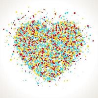 Heart shape with dots inside, confetti background vector illustration