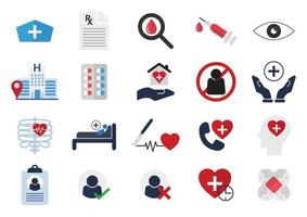 medical flat icons elements vector set