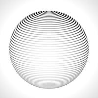 Abstract 3D Sphere with Stripes, lines. Vector illustration.