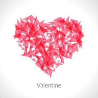 Red origami heart on white backdrop. Vector Illustration. Abstract polygonal heart. Love symbol. Low-poly colorful style. Romantic background for Valentines day.