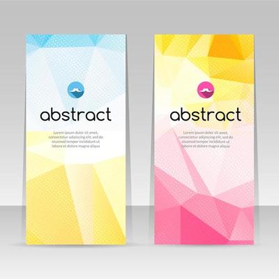 Set of polygonal triangular colorful geometric banners for innovate youth modern design