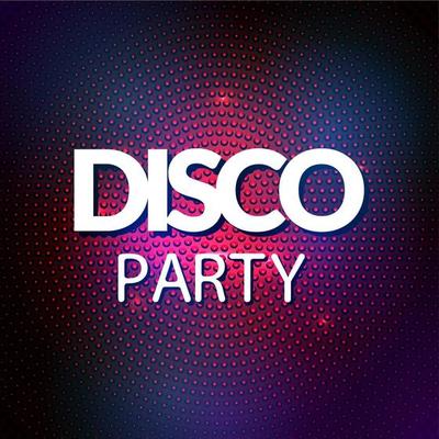 Disco lights mosaic round background. Vector colorful disco party lights