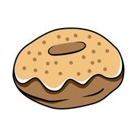 Donut with chocolate glaze. Donut icon, donut vector illustration