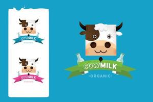 Set of labels and icons for milk vector