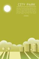 Beautiful City Park Vector texture style concept illustration.