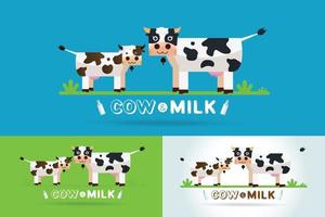 plantilla de vector de diseño de logotipo de granja de leche de vaca