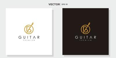 diseño de logotipo minimalista de música de guitarra acústica vector