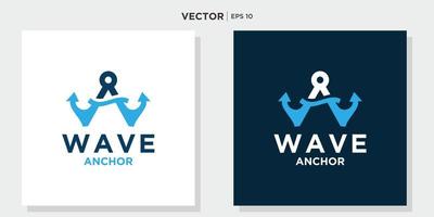 marine retro emblems logo with anchor, anchor logo vector