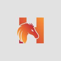 Initial letter H with horse vector logo design. Horse Letter H Illustration Template Icon emblem Isolated.