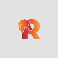 letra inicial r con diseño de logotipo de vector de caballo. caballo letra r ilustración plantilla icono emblema aislado.