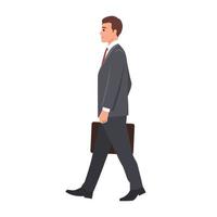 vista lateral de un joven empresario caminando hacia adelante. ilustración vectorial plana aislada sobre fondo blanco vector