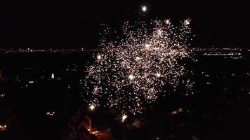 Aerial view of a New Year firework video