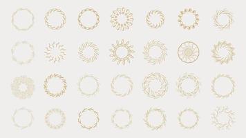 Circular line frame elements design. Floral circle border vector. Set collection Aesthetic outline. Gold vintage round frame banners. vector