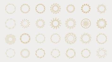 Circular line frame elements design. Floral circle border vector. Set collection Aesthetic outline. Gold vintage round frame banners. vector