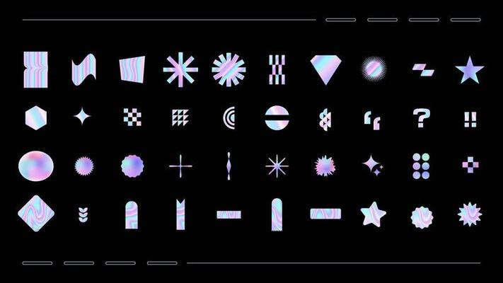 Sticker holo acid collection elements. Holographic Label For Award Design, Product Guarantee, Sticker Design.