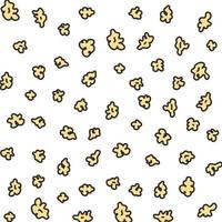 Popcorn pattern for packaging snacks. doodle popcorn. Popcorn fluffy flakes pattern. Popcorn Background pattern. vector