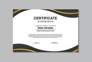 certificate template with black and gold color luxury style vector