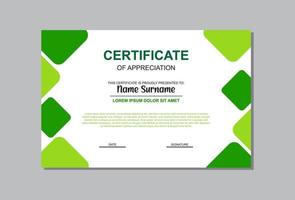 certificate template with green modern style vector