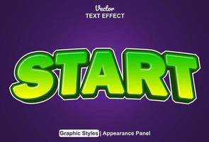 start text effect with graphic style and editable. vector