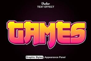 Games text effects with graphic style and editable. vector