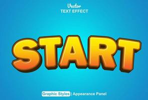 start text effect with graphic style and editable. vector