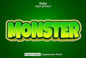 monster text effect with graphic style and editable. vector