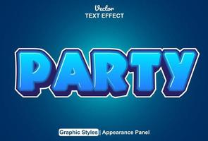 party text effect with graphic style and editable. vector