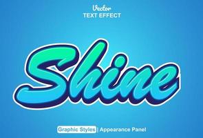 Shine text effect with graphic style and editable. vector