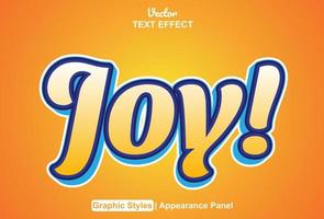 joy text effect with graphic style and editable. vector