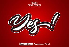 yes text effect with graphic style and editable. vector