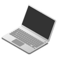 opened laptop isolated on white background, vector illustration with isometric view