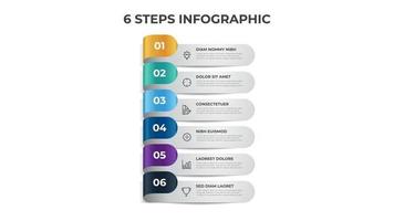 diseño de lista con diagrama de 6 puntos de pasos, vector de plantilla de elemento infográfico.