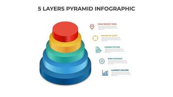 5 layers of pyramid infographic element vector, layout template for presentation, annual report, banner, etc vector