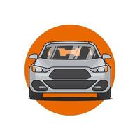 Sedan car front view, vector illustration