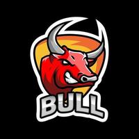 angry bull head e-sport team logo mascot, vector illustration