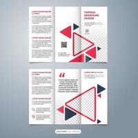 creative tri fold brochure template vector with red triangle