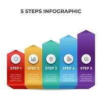 vector de elementos infográficos con 5 pasos, viñetas, opciones, lista, diagrama de gráfico de flechas