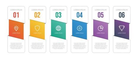 Infographic template vector with 6 steps, options. layout for workflow, timeline, brochure, presentation, etc.