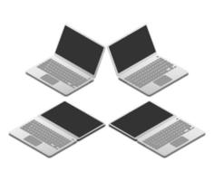 set of opened laptop isometric vector illustration isolated on white background